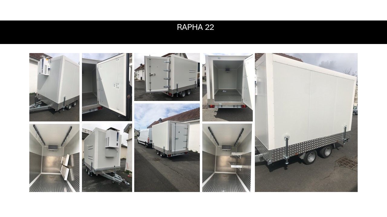 Remorque frigorifique double essieu 2x1800kg - Rapha 22 - PTAC 3500kg - Dimensions intérieures 3,94m x 2m x 1,90m_0