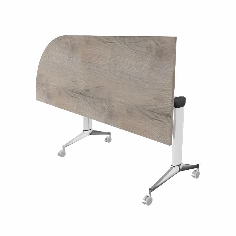 Table de réunion NET, plateau abattant avec retour - Mobel Linea - Blanc, Gauche, Chêne grisé_7