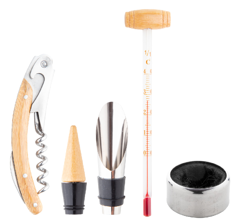 Set à vin - 4 accessoires dans une boîte en bois de bambou - Couleur marron - 475 gr_7