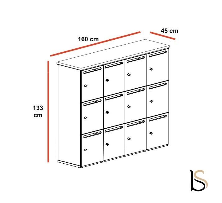 Meuble à casiers avec fentes courrier - Mobel Linea - A clé, 4 x 3 cases_7