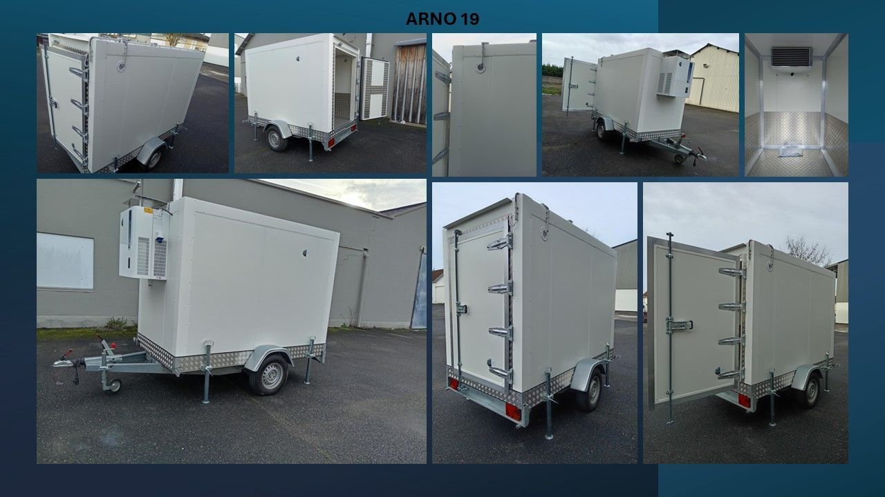 Remorque frigorifique surgelée simple essieu 1300kg - Arno 19 - Dimensions intérieures 2m30 x 1m20 x 1m67_0