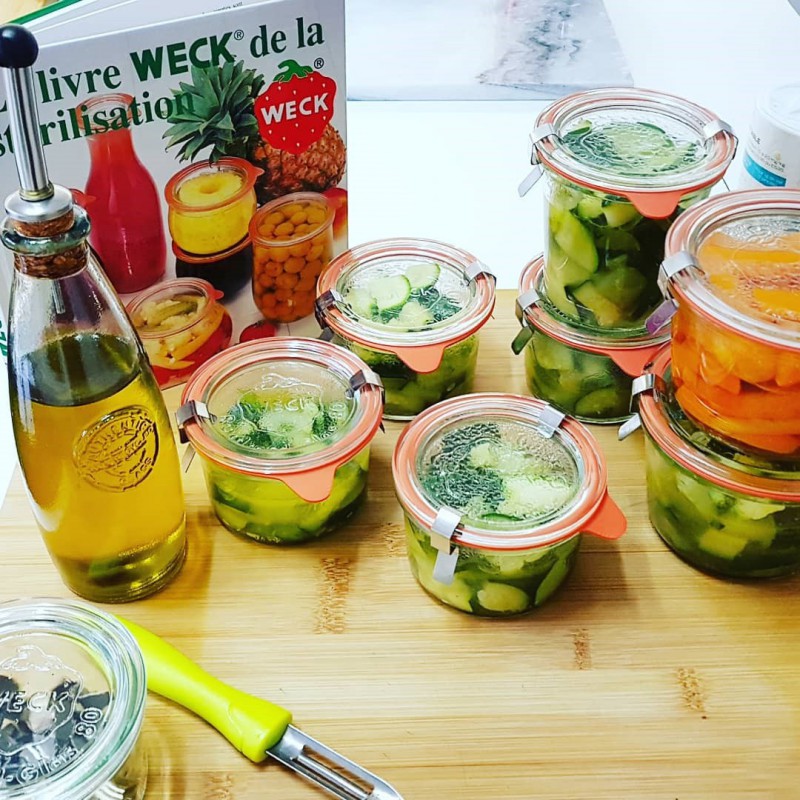 12 bocaux WECK Droits 200 ml avec couvercles en verre et joints en caoutchouc naturel (clips non inclus)  - WN000036_7