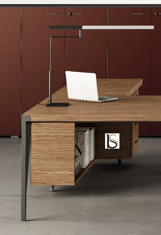 Bureau d'angle avec crédence bois X9- Officity - 172, Droite, Orme gris_7