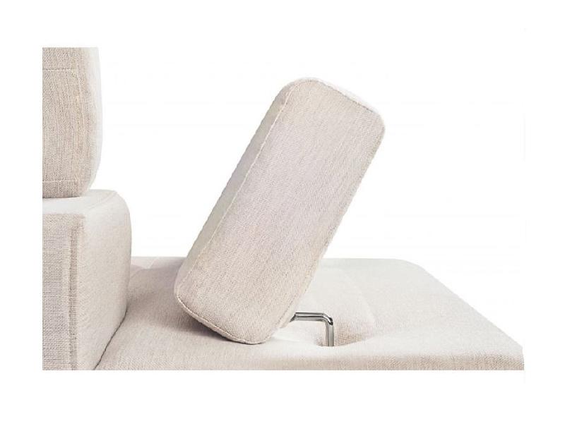 Canapé d'angle méridienne gauche RINO convertible beige avec coffre de rangement - pieds laqués noirs - 3 têtières réglables et 2 coussins déco_7