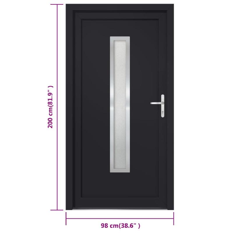 Vidaxl porte d'entrée anthracite 98x200 cm pvc 3187905_7