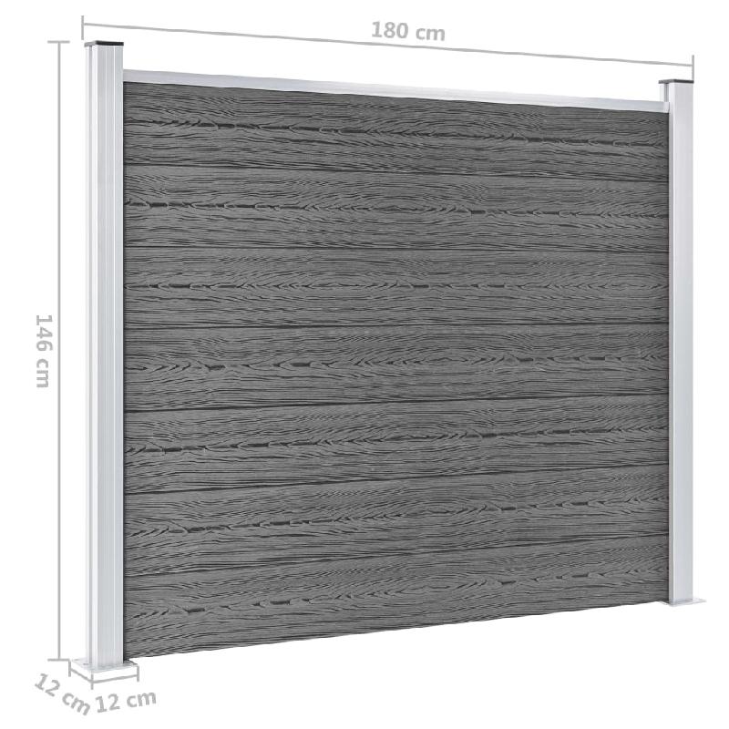 Vidaxl panneau de clôture wpc 180x146 cm gris 148982_7