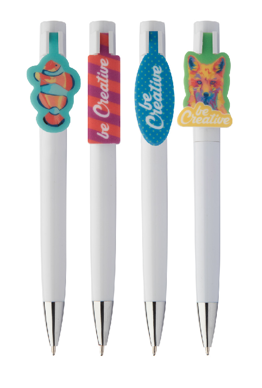 Stylo à bille en plastique - avec clip sur mesure - encre bleue - marquage UV LED inclus_7