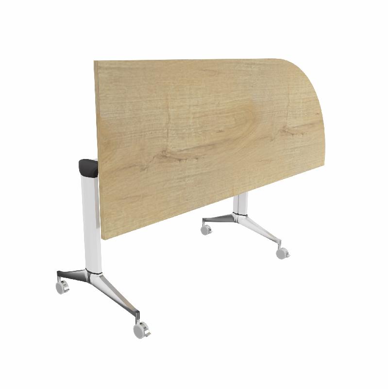 Table de réunion NET, plateau abattant avec retour - Mobel Linea - Blanc, Droite, Chêne veiné_7