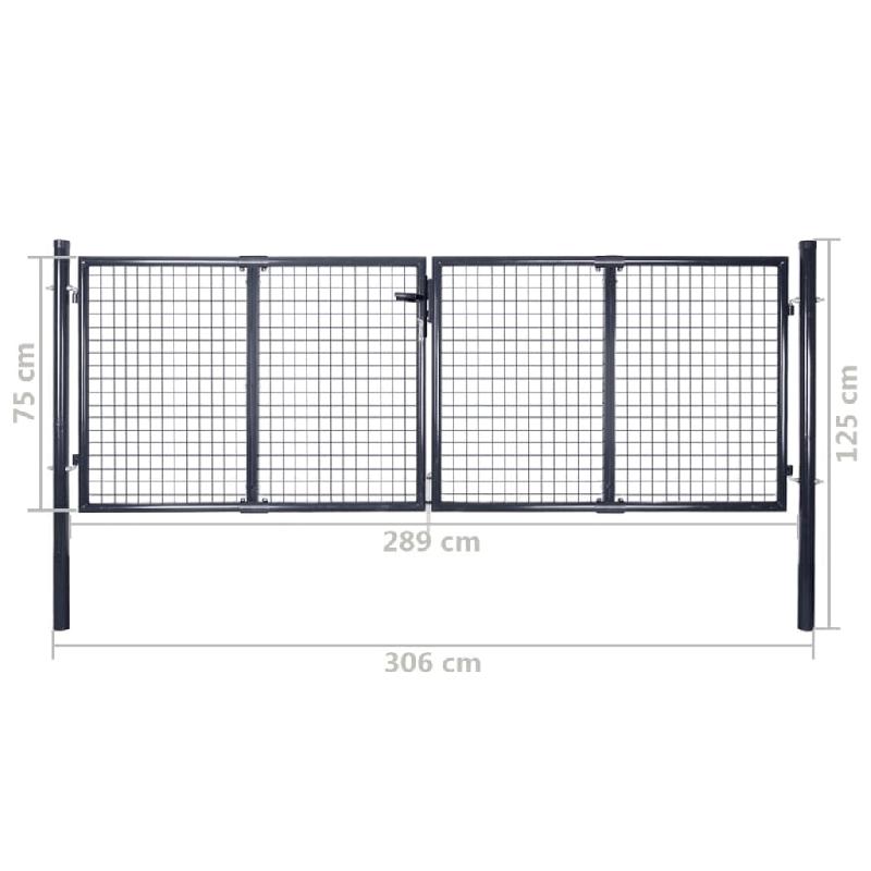 Vidaxl portail en maille de jardin acier galvanisé 289x75 cm gris 143362_7