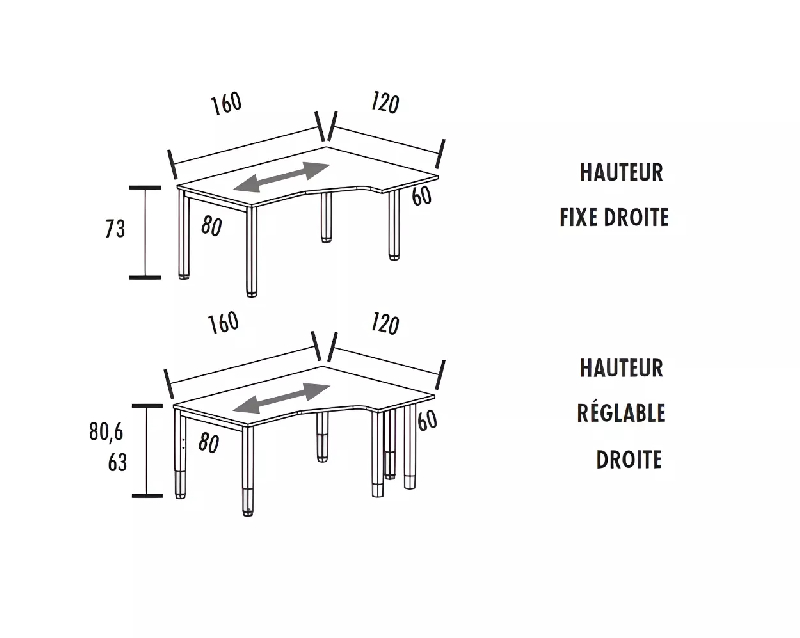 Bureau d'angle compact - hauteur fixe ou réglable - So Vera_7
