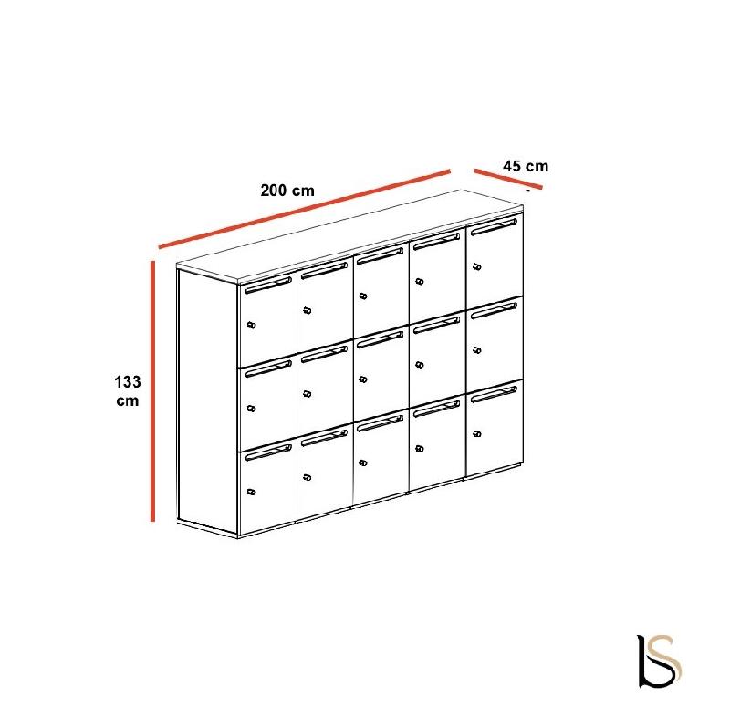 Meuble à casiers avec fentes courrier - Mobel Linea - A clé, 5 x 3 cases_7