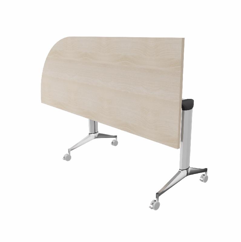 Table de réunion NET, plateau abattant avec retour - Mobel Linea - Alu, Acacia clair, Gauche_7