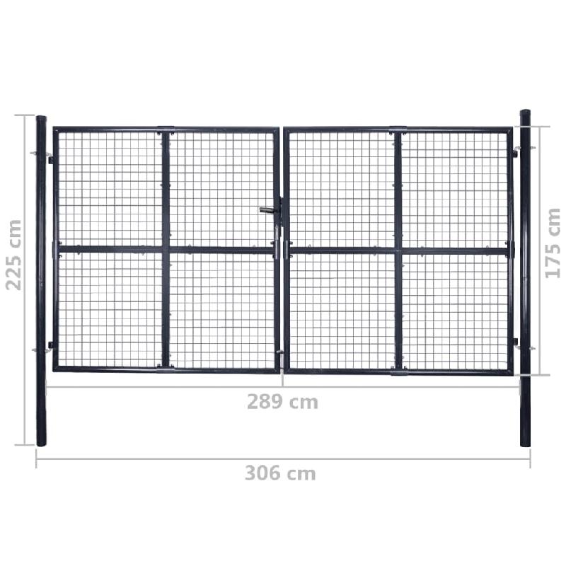 Vidaxl portail en maille de jardin acier galvanisé 289x175 cm gris 143366_7