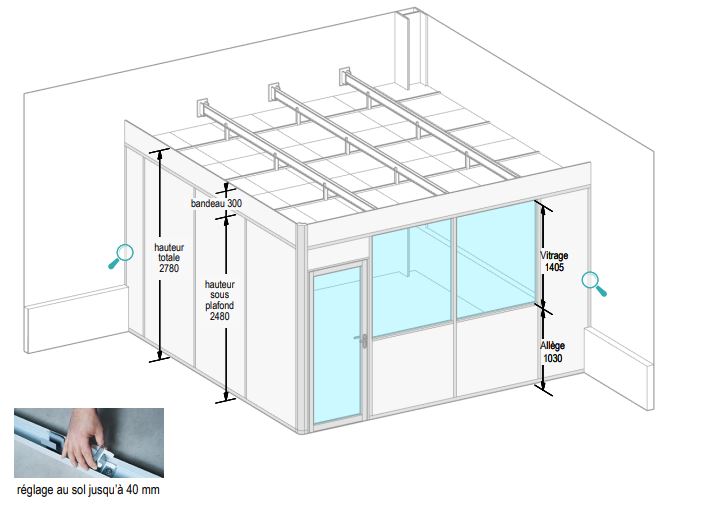 Cabine d'atelier en kit avec plafond - Novokit - 2 modules 3 faces sur mur, idéale pour optimiser l'espace urbain_0