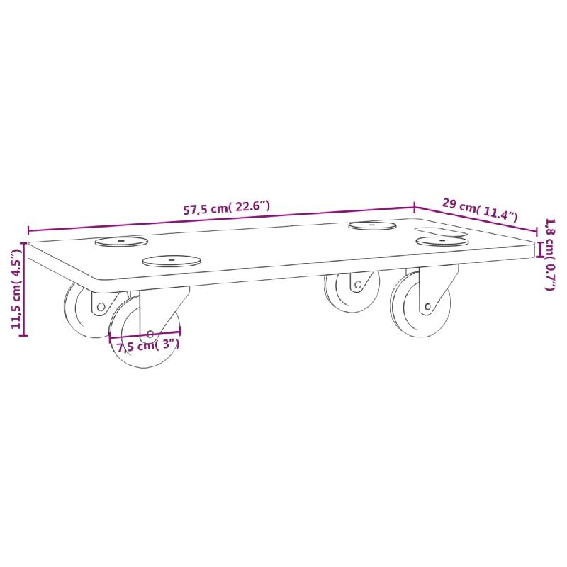 Vidaxl chariots sur roulettes 6 pcs rectangulaire bois d'ingénierie 154886_7