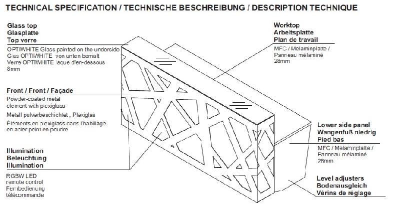 Banque d'accueil lumineuse Zig Zag avec accès PMR - MDD - Droite, Blanc, 260_7