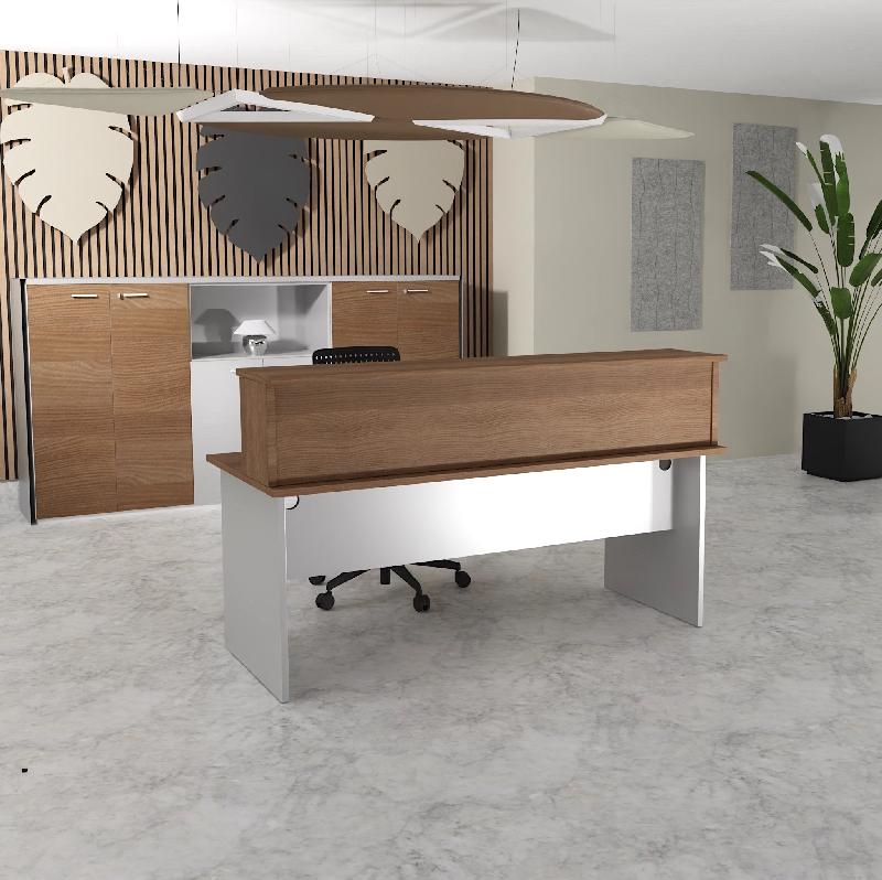 Bureau d'accueil Tono - Mobel Linea. - 120, Alu, Acacia foncé_7
