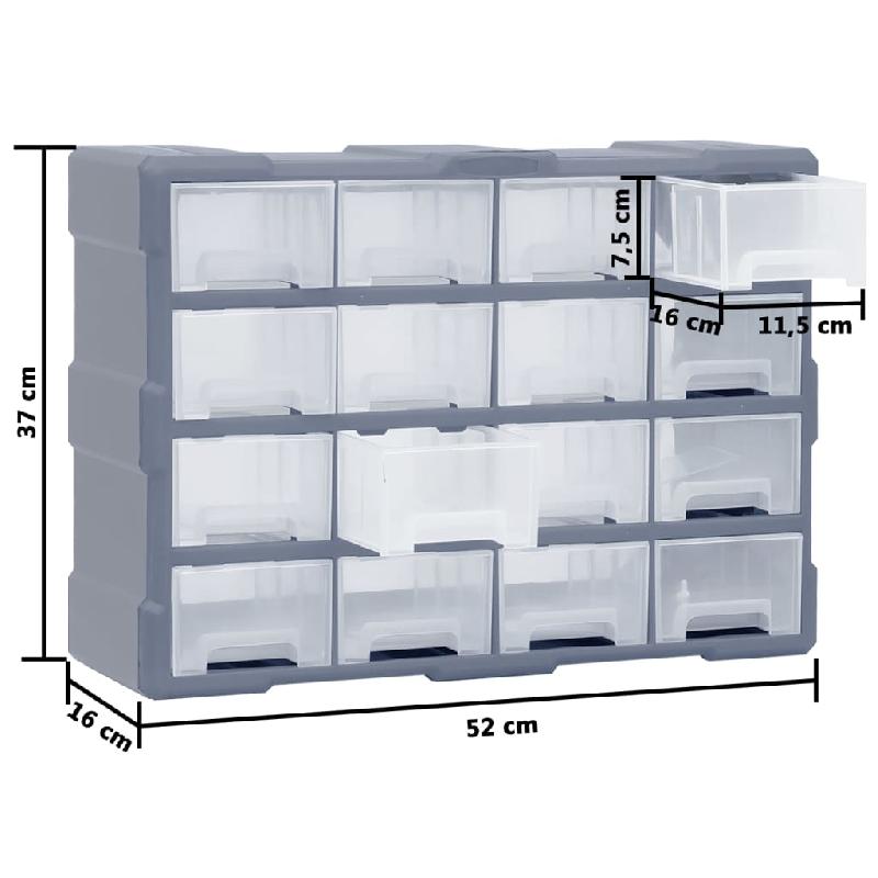 Vidaxl organisateur multi-tiroirs avec 16 tiroirs centraux 52x16x37 cm 149602_7