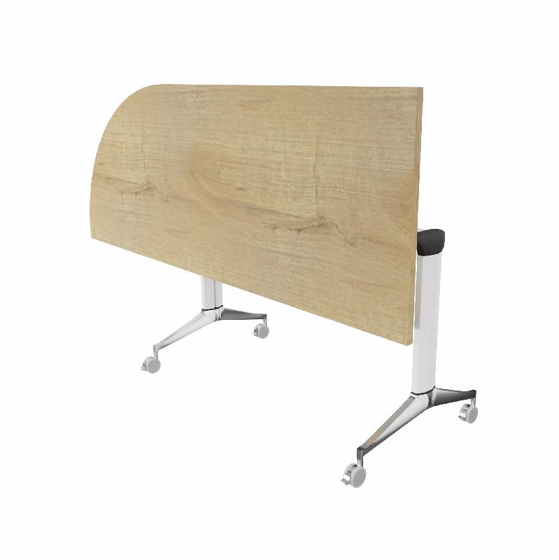 Table de réunion NET, plateau abattant avec retour - Mobel Linea - Blanc, Gauche, Chêne veiné_7