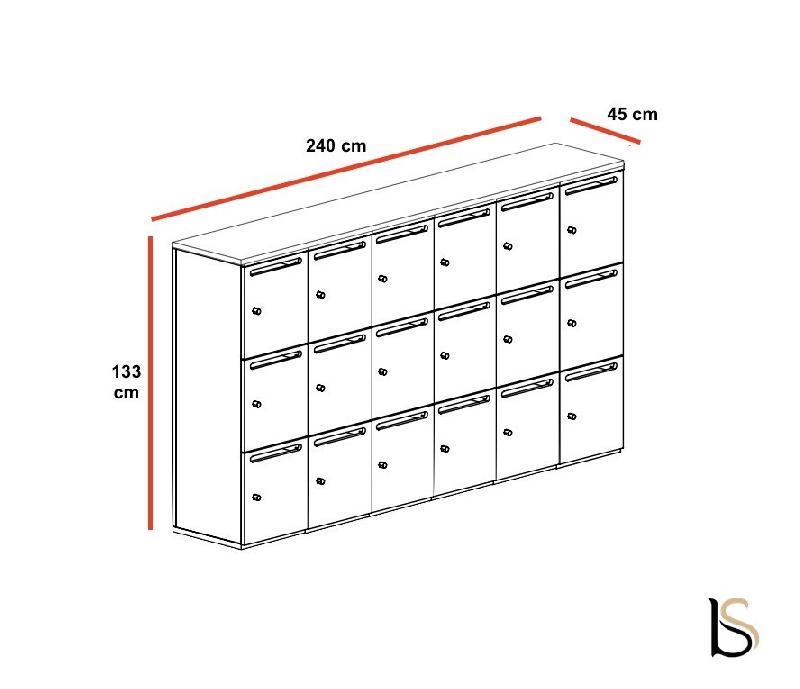 Meuble à casiers avec fentes courrier - Mobel Linea - A clé, 6 x 3 cases_7