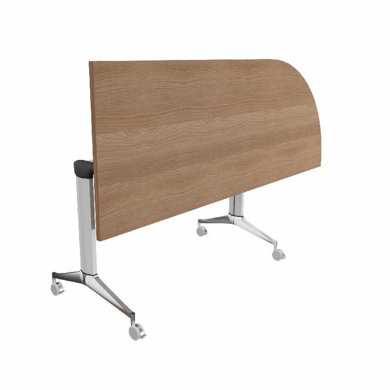 Table de réunion NET, plateau abattant avec retour - Mobel Linea - Alu, Acacia foncé, Droite_7