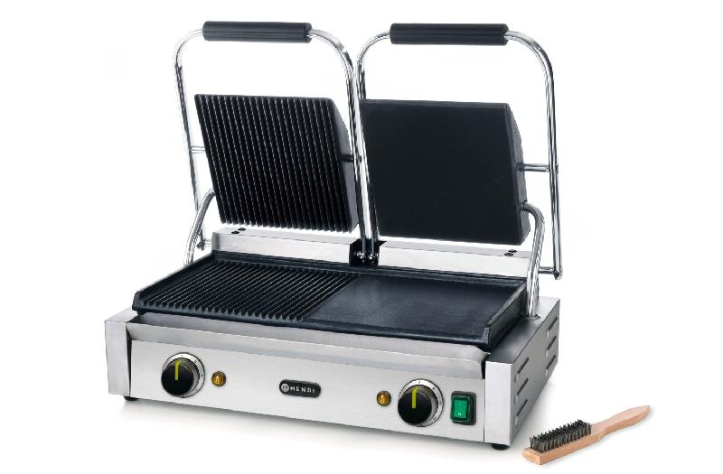 Grill de contact modèle double 1/2 rainuré 1/2 lisse inf.475x230mm HENDI_7