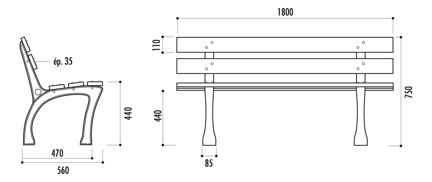 Banquette publique BRUGE Los Angeles Marina - design moderne et confortable_7
