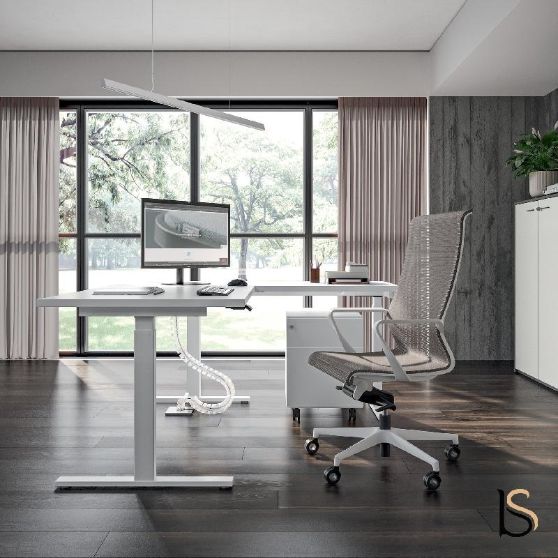 Bureau d'angle électrique réglable en hauteur - Quadrifoglio - Oui, Oui, 160, Blanc_7