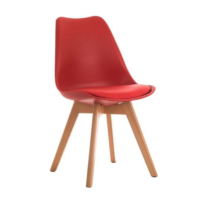 Chaise de restaurant - design scandinave - bois de hêtre et coque en polyuréthane - coussin simili cuir - vendue par lot de 4_7