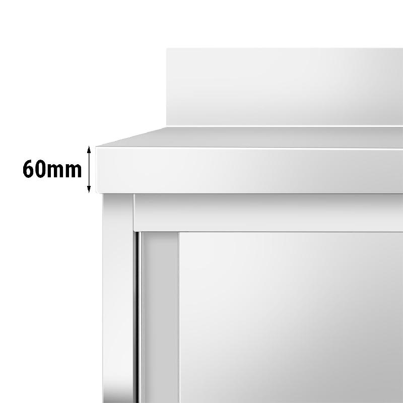 Meuble bas inox adossée P 700 mm avec portes - 1400_7