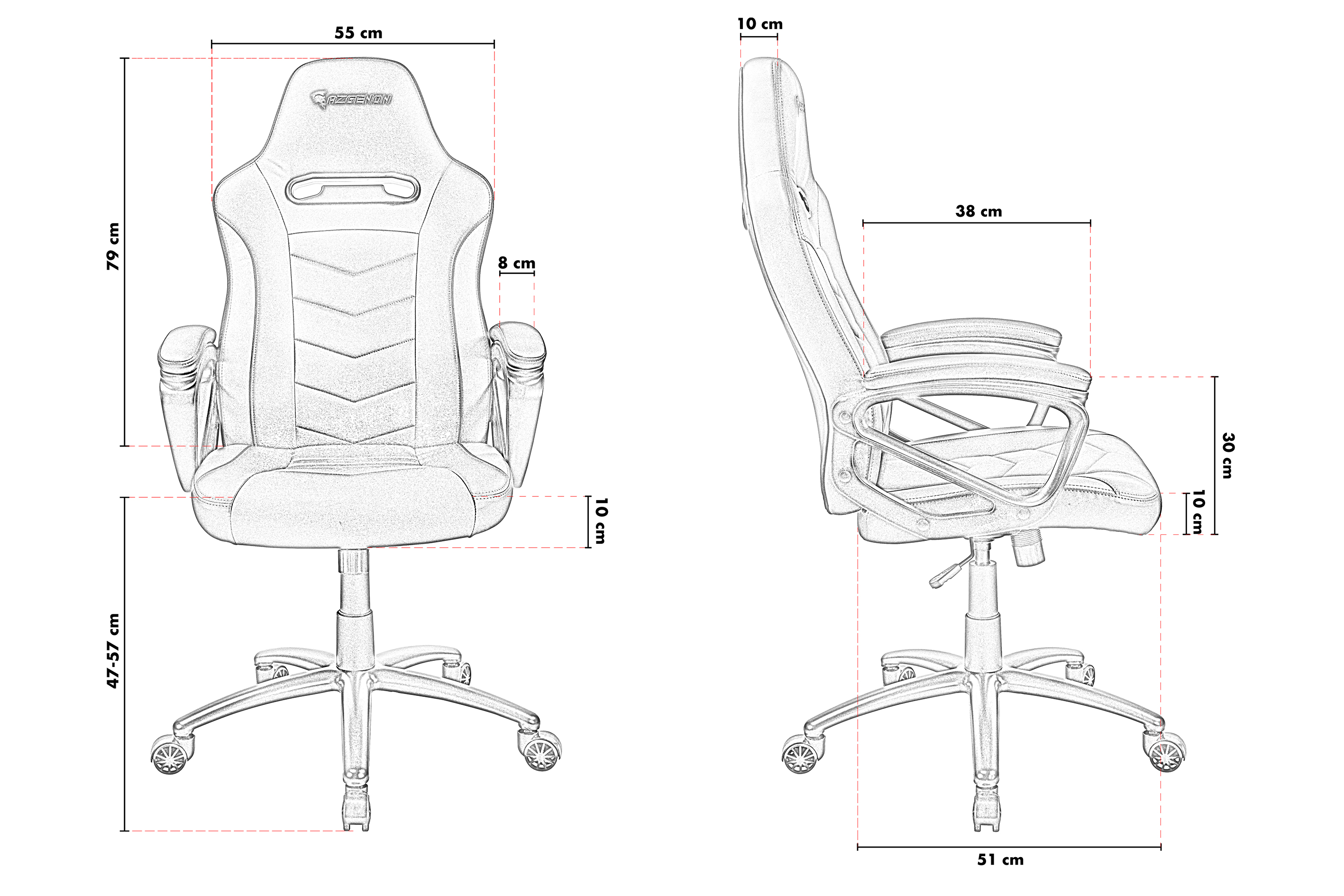 Fauteuil de bureau AZGENON Z100 Orange - Design racé, robuste et confortable - Poids maximal 120 kg - Réf : AZG_Z100_BKORG_7