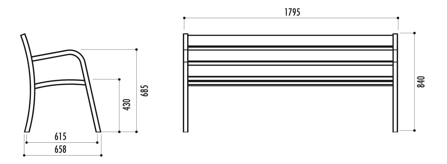 Banc public Modo La Forest - métal - Matériau robuste_7