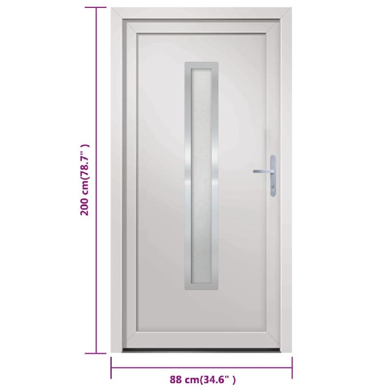 Vidaxl porte d'entrée blanc 88x200 cm pvc 3187891_7