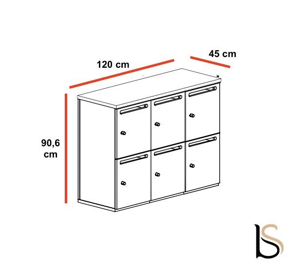 Meuble à casiers avec fentes courrier - Mobel Linea - A clé, 3 x 2 cases_7