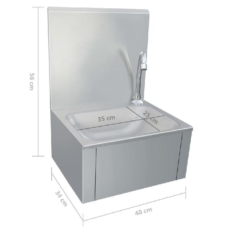 Vidaxl lavabo de lavage avec robinet et distributeur de savon inox 51114_7