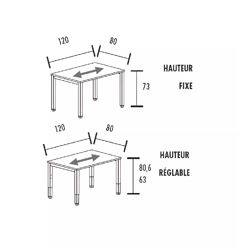Bureau individuel avec retour So Vicar réglable en hauteur_7