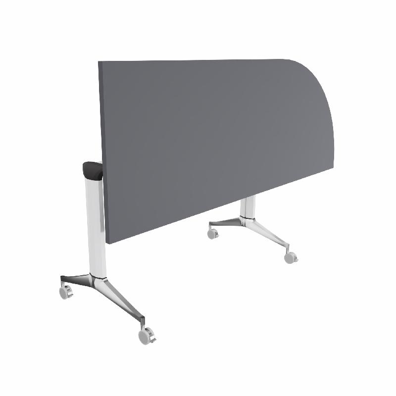 Table de réunion NET, plateau abattant avec retour - Mobel Linea - Blanc, Anthracite, Droite_7