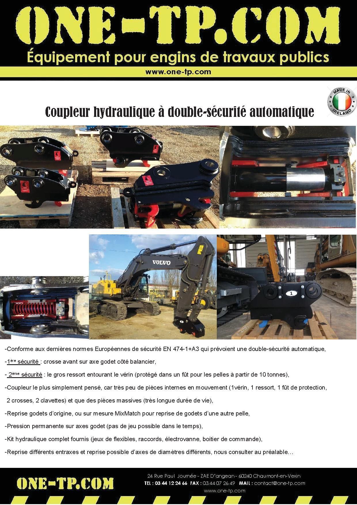 Équipement pour pelles avec coupleur hydraulique durable