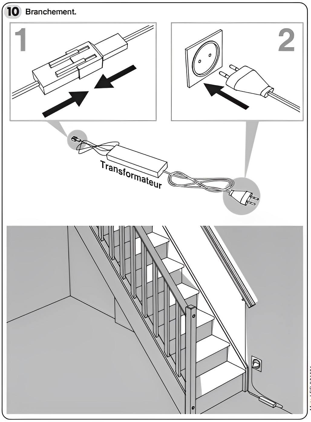 Main courante intérieure avec éclairage LED pour escalier