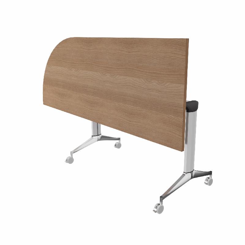 Table de réunion NET, plateau abattant avec retour - Mobel Linea - Alu, Acacia foncé, Gauche_7