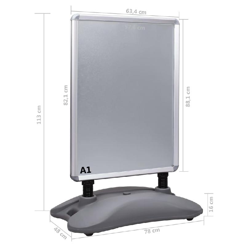 Vidaxl support d'affiche a1 à base d'eau gris alliage d'aluminium 51204_7