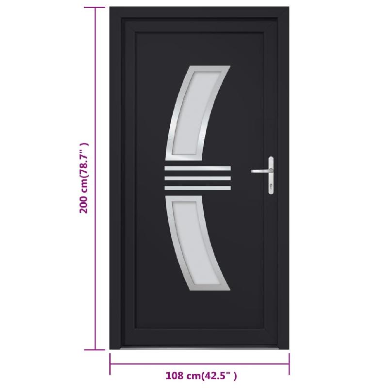 Vidaxl porte d'entrée anthracite 108x200 cm pvc 3187939_7