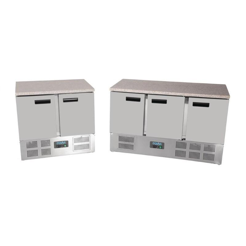 Table réfrigérée positive plan de travail en marbre Série G 2 portes 240L CL108 Polar_7