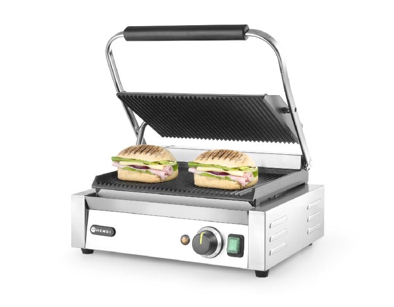 Grill de contact Panini Complètement rainuré 340x230mm HENDI_7