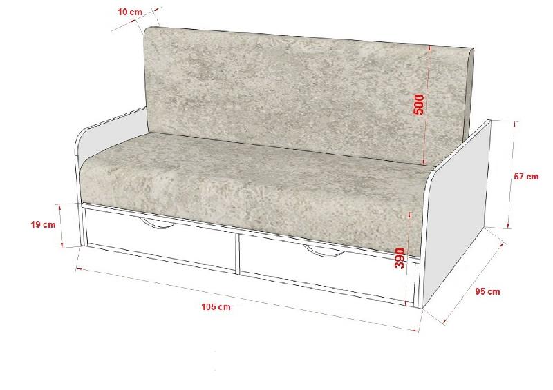 Lit escamotable style industriel KEY SOFA - accoudoirs chêne, canapé avec tiroirs gris, couchage 90x200 cm_7