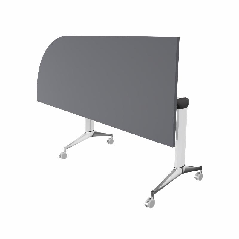 Table de réunion NET, plateau abattant avec retour - Mobel Linea - Blanc, Anthracite, Gauche_7