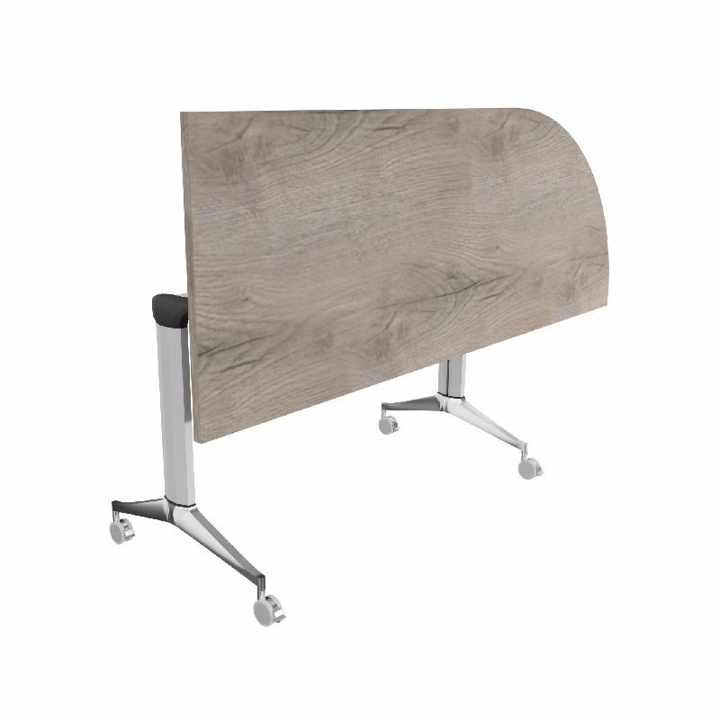 Table de réunion NET, plateau abattant avec retour - Mobel Linea - Alu, Droite, Chêne grisé_7