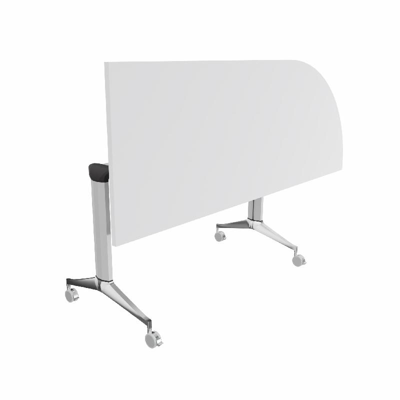 Table de réunion NET, plateau abattant avec retour - Mobel Linea - Alu, Blanc, Droite_7