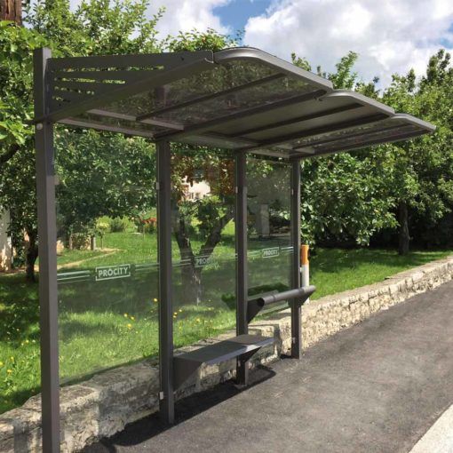ABRI BUS CONVIVIALE / structure en acier /  bardage en acier / avec banquette et assis-debout / 300 X 220 CM_7