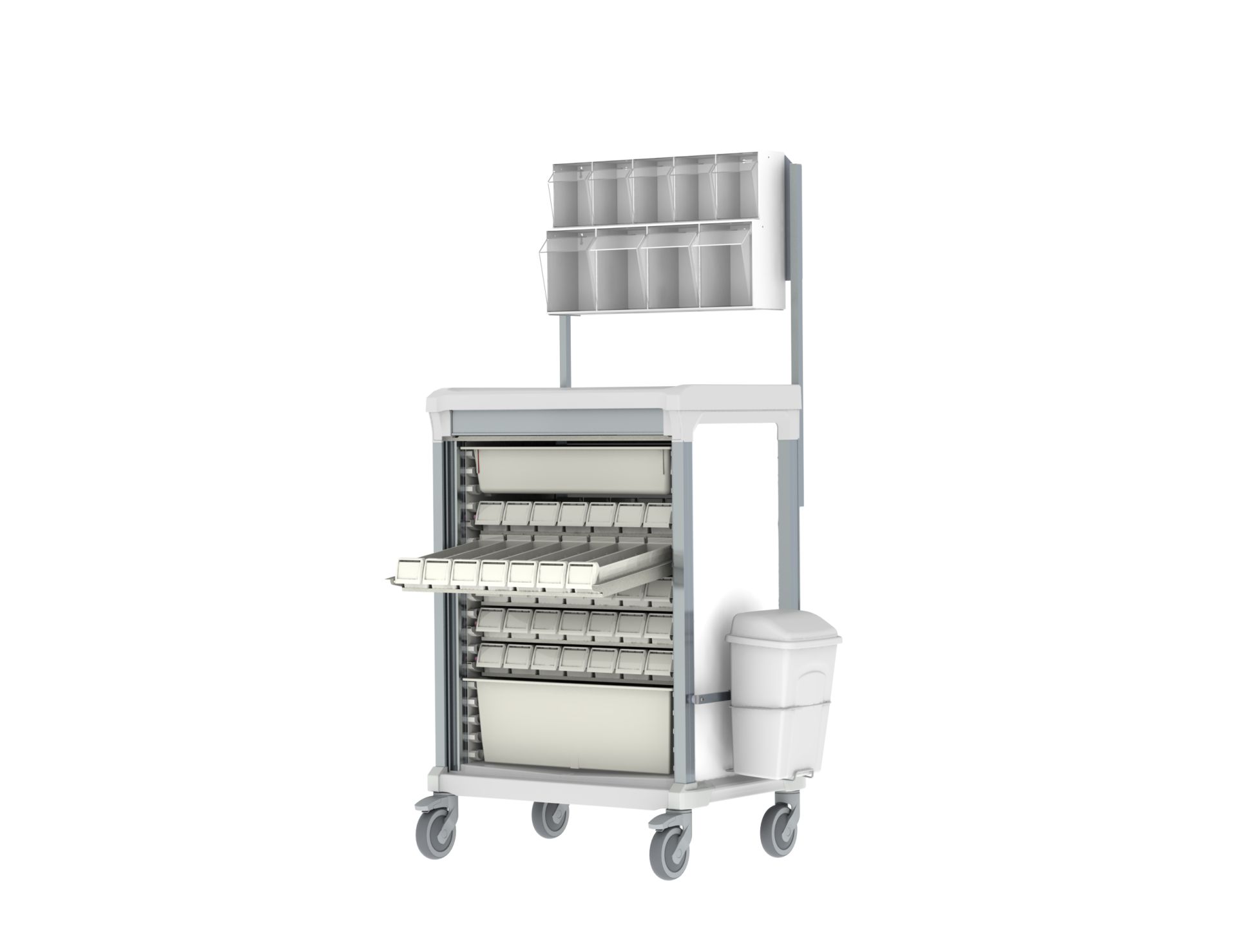 Chariot de soins modulaire, avec fermeture à rideau ergonomique pour le stockage des médicaments et fournitures médicales - WEECART_7